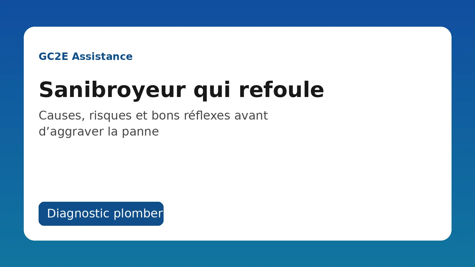 Sanibroyeur qui refoule dans des toilettes