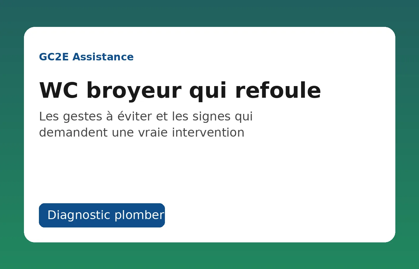 Sanibroyeur qui refoule dans des toilettes